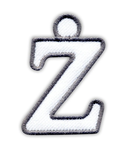 Naszywka LITERA, literka Ż - biało-szara HAFT