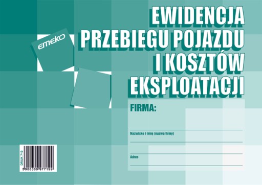 EWIDENCJA przebiegu pojazdu i kosztów A5 Emeko 719