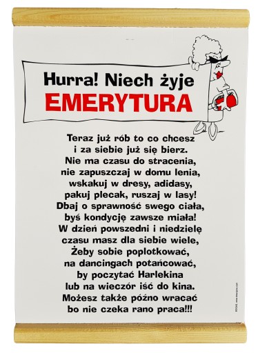 Dyplom z Życzeniami dla Kobiety na EMERYTURĘ !!!