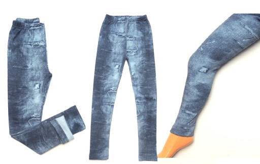 Dresmoda legginsy GRUBE ocieplane jeans dziury 152