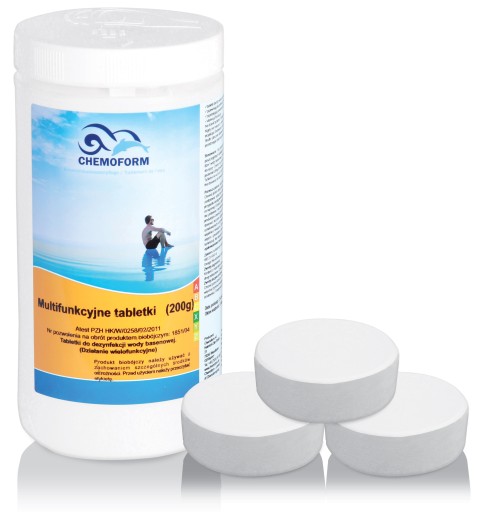 Chlor Duże Tabletki Multifunkcyjne do Basenu Jacuzzi Spa Chemoform 200g 1kg