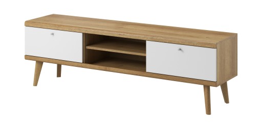 Szafka RTV 160 cm Styl Skandynawski Z Półeczką