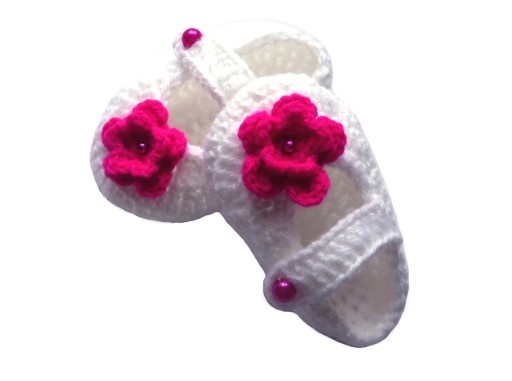 BUCIKI SZYDEŁKOWE prezent na CHRZEST roczek 12cm