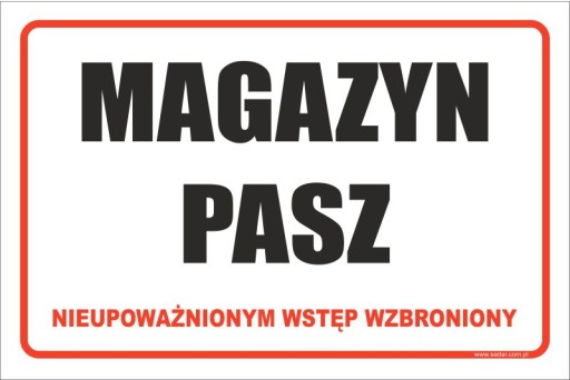 TABLICZKA MAGAZYN PASZ 30X20 CM - PRODUCENT