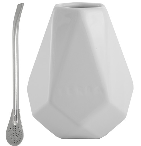 Zestaw Matero Białe Diament + BOMBILLA yerba mate