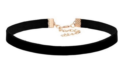 Czarny Choker Naszyjnik Chocker Tasiemka Złoty