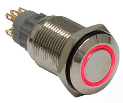 PRZEŁĄCZNIK PRZYCISK 2A 250V czerwony LED 12V(4486