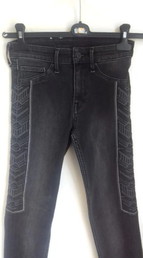 H&M JEANSY RURKI SPODNIE LAMPASY HAFT XS 34