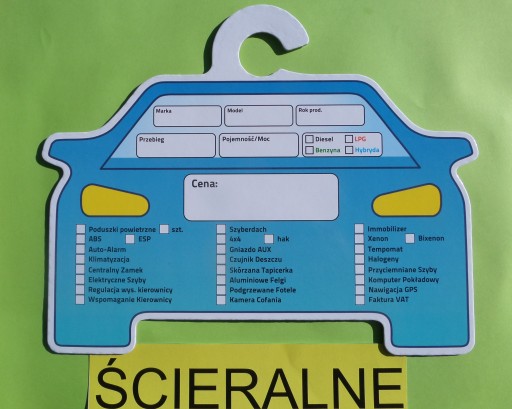 Zawieszki komisowe ŚCIERALNE AUTOKOMIS 10 sztuk