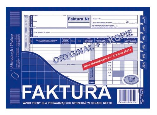 103-XE FAKTURA PROWADZĄCYCH SPRZEDAŻ NETTO