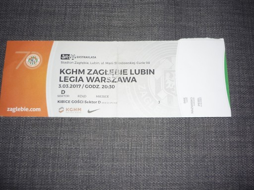 Bilet Zagłębie Lubin - Legia Warszawa 03.03.2017