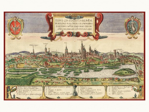 LUBLIN panorama miasta Braun Hogenberg 1617 r.