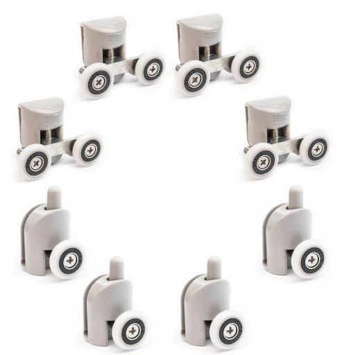 20mm KOMPLET 8 ROLEK DO KABINY PRYSZNICOWEJ KÓŁKA