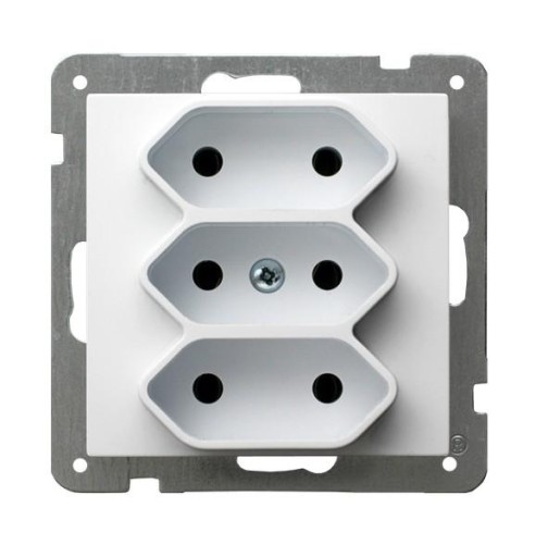 OSPEL AS gniazdo potrojne EURO GP-3G/m/00 BIAŁY