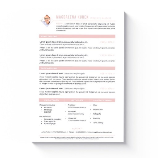 NOWOCZESNY SZABLON CV + LIST MOTYWACYJNY MS WORD
