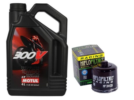 Olej MOTUL 300V 15 W 50 4L + filtr Hiflo Racing