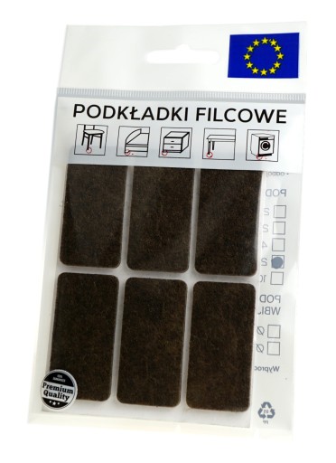 Podkładki filcowe ślizg pod meble 25x50 brąz 6 szt