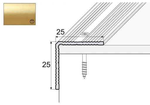 Kątownik aluminiowy A40, 180cm ZŁOTO 25x25mm