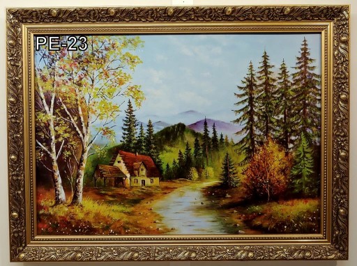 PEJZAŻ 80X60 CM OBRAZ W ZŁOTEJ RAMIE