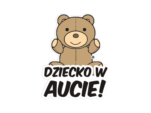 Naklejka na auto szybę DZIECKO W AUCIE MIŚ Dzieci Baby on board *15cm