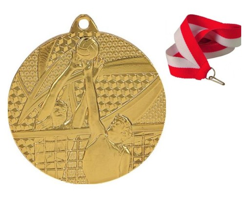 MEDAL ZŁOTY SIATKÓWKA 50MM + WSTĄŻKA BRĄZ SREBRO