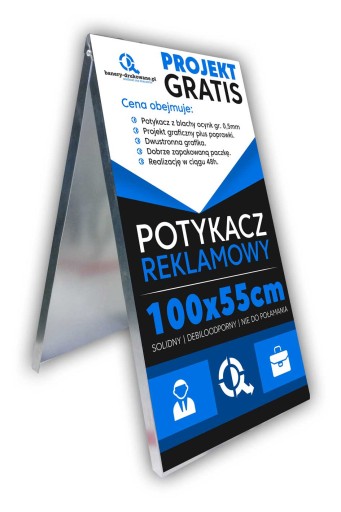 Potykacz stojak 100x55cm z grafiką Projekt Gratis