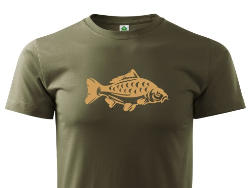 WĘDKARSKA KOSZULKA T-SHIRT ZIELONY KHAKI wz KARP