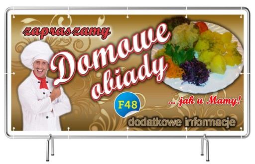 Baner Reklamowy Szyld 3x1m Restauracja Obiady