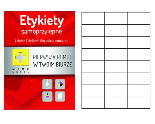 ETYKIETY SAMOPRZYLEPNE A4 70X37 100 ARKUSZY MEMO