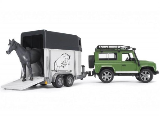 BRUDER 02592 Land Rover z przyczepą dla koni + figurka konia