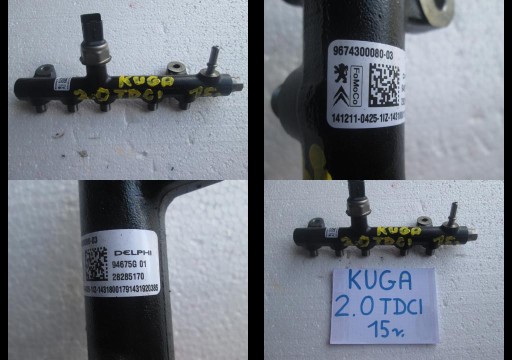 Паливна рейка ford kuga, куга 2.0tdci 15r 96743000801 - фото