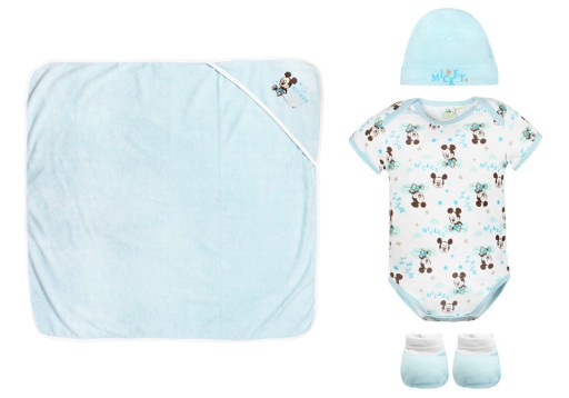 MYŠKA MICKEY SET PRE BÁBÄTKO UTERÁK BODY ČIAPKA 0-3 MESIACOV