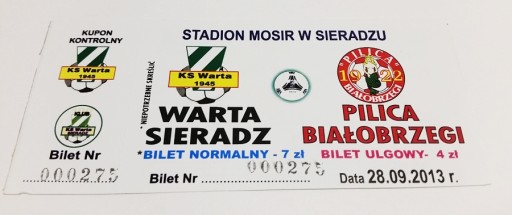 Квиток WARTA Seradz - PILICA Białobrzegi 2013