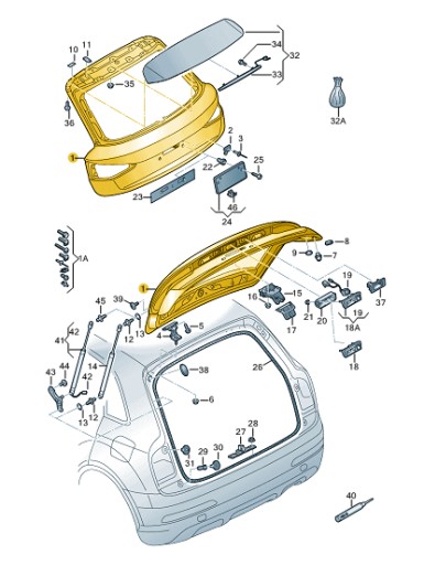 8U0827025B - Крышка багажника Audi Q3