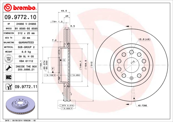 DISCS PADS BREMBO FRONT VW TIGUAN 5N 312MM photo 2 - milautoparts-fr.ukrlive.com