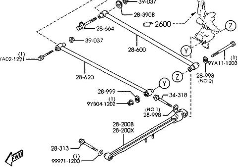 SWINGARM MAZDA 626 98-2003 REAR SET 6 PCS. photo 1 - milautoparts-fr.ukrlive.com