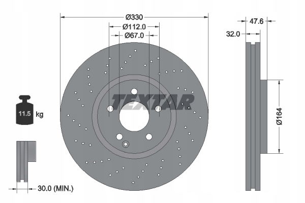 2× TEXTAR 92124105 DISQUE DE FREIN + SABOTS DE FREIN DE FREIN AVANT MERCEDES CLASSE E W211 G W463 GL X164 M W164 R W251 photo 2 - milautoparts-fr.ukrlive.com