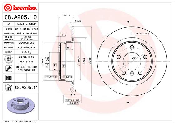 DISCS I PADS BREMBO REAR BMW 3 E90 E91 296MM photo 2 - milautoparts-fr.ukrlive.com