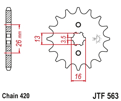 JT PINION GEAR FRONT 415 16 SUZUKI TS 50, YAMAHA DT 50MX (41516JT) (LANC. 42 photo 3 - milautoparts-fr.ukrlive.com