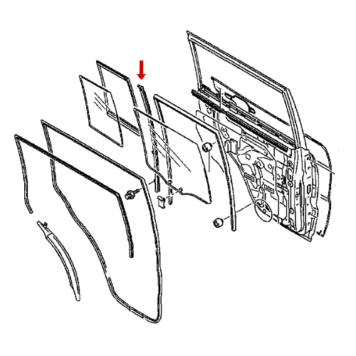 MONTANT DE CARROSSERIE DE GLACE PORTIÈRE GAUCHE ARRIÈRE PAJERO 3 IV LONG MR436793 ORIGINAL MITSUBISHI photo 2 - milautoparts-fr.ukrlive.com
