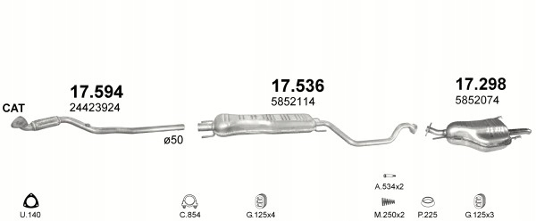 POT D'ÉCHAPEMENT FINAL OPEL ZAFIRA A POJ.1,6-2,2I 99-03R. photo 2 - milautoparts-fr.ukrlive.com