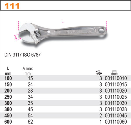 BETA CLES PLASKI NASTAWNY CHROME 380 MM 111/380 photo 2 - milautoparts-fr.ukrlive.com