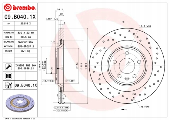 BREMBO XTRA DISQUES ARRIÈRE AUDI S4 S5 B8 A4 A5 330MM photo 2 - milautoparts-fr.ukrlive.com