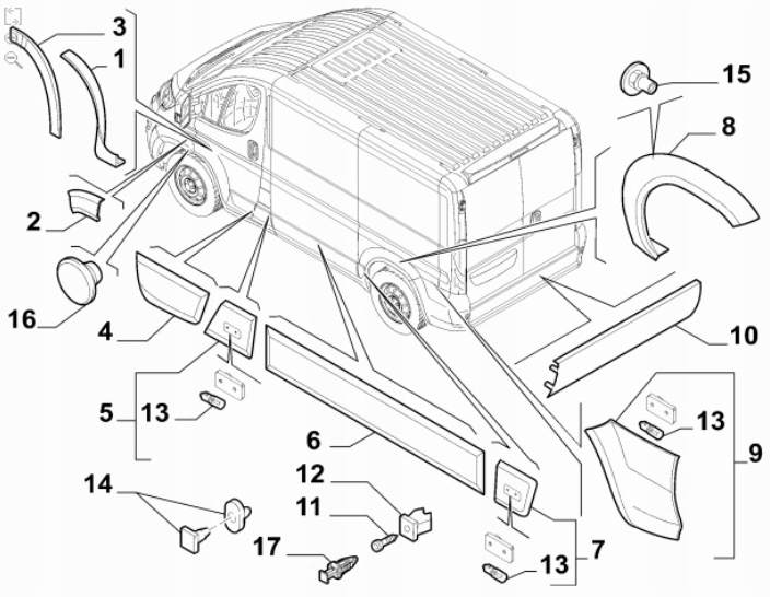 FIAT DUCATO III REVÊTEMENT MOULURE DÉCORATIVE CARROSSERIES R