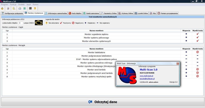INTERFACE DIAGNOSTIC AVEC PROGRAMMES MULTI-SCAN OBD EOBD PRODUIT POLONAIS
