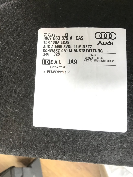 AUDI A5 CABRIO COLLECTEUR COFFRE 8V7863879A