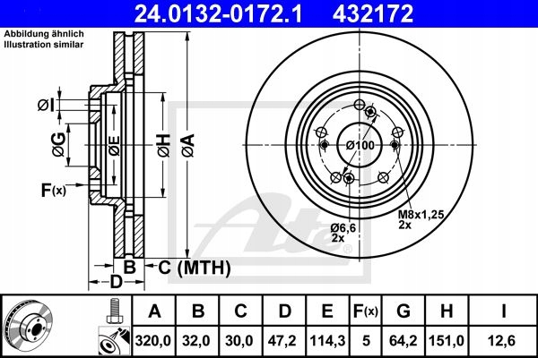 ATE DISCS FRONT ACCORD VIII TYPE-S 08- 2.4 320MM photo 2 - milautoparts-fr.ukrlive.com