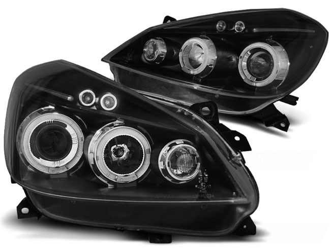 LAMPS FRONT RENAULT CLIO 3 05-09 LED BLACK RINGS photo 2 - milautoparts-fr.ukrlive.com