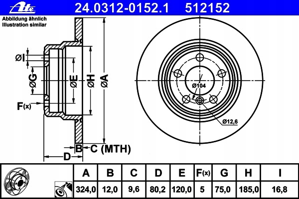 ATE POWER DISC DISCS REAR BMW X3 E83 X5 E53 324MM photo 2 - milautoparts-fr.ukrlive.com