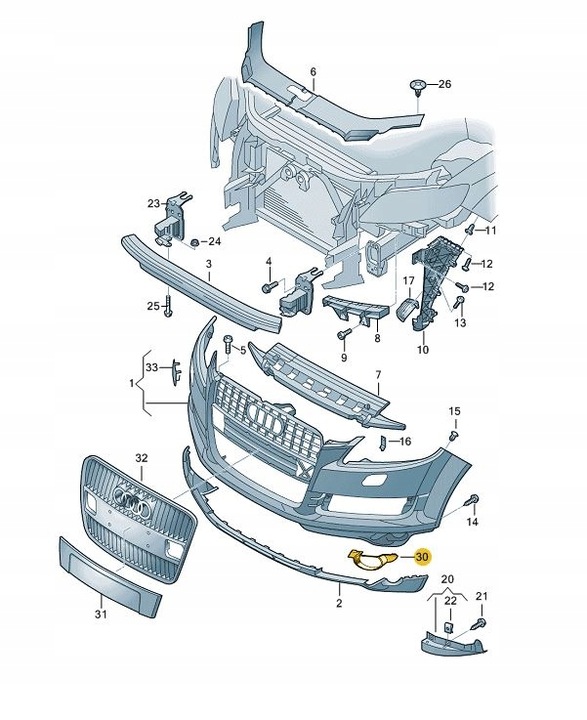 фото №2, Решітка заслінка заглушка бампера audi q7 ліва